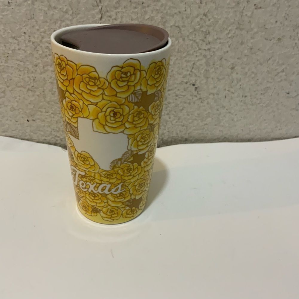 Starbucks Yellow Rose of Texas Ceramic 12oz Travel Tumbler - LIMITED EDITION